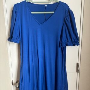 XL - Aloodor Women's Casual Dresses Short Sleeve V-Neck Dress with Pockets
